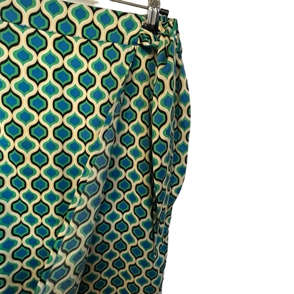 Joie Midi Maxi Wrap Skirt Size Small Geometric Pattern Blue Green Vibrant Vacay - Picture 4 of 7